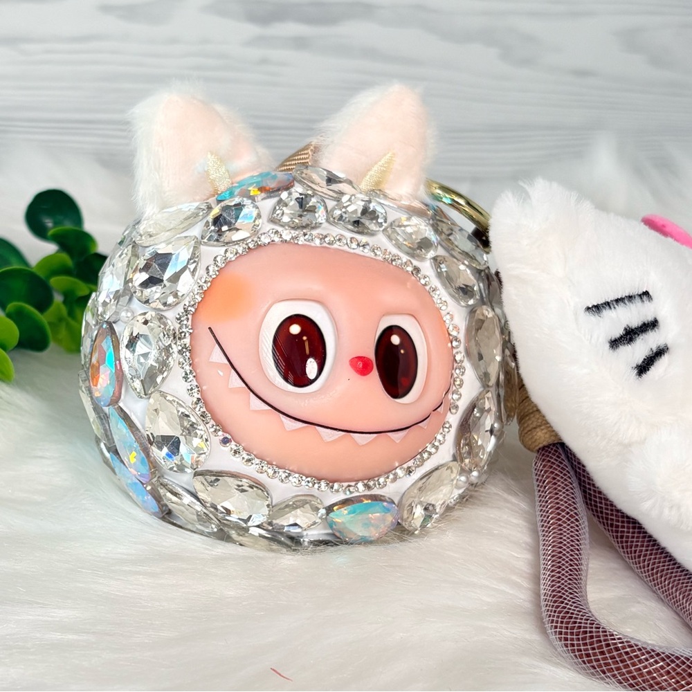 Sparkling Crystal Plush Monster Character Keychain/Bag Charm‎